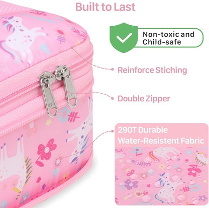 Kids Compression Packing Cubes - 4 PCS Sets, Black Dinasour | Water Resistant 4 Piece Set with Shoe Bag, Toddler Suitcase Organizer Set, Expandable Storage for Luggage
