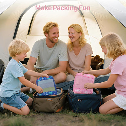 Kids Compression Packing Cubes - 4 PCS Sets, Black Dinasour | Water Resistant 4 Piece Set with Shoe Bag, Toddler Suitcase Organizer Set, Expandable Storage for Luggage