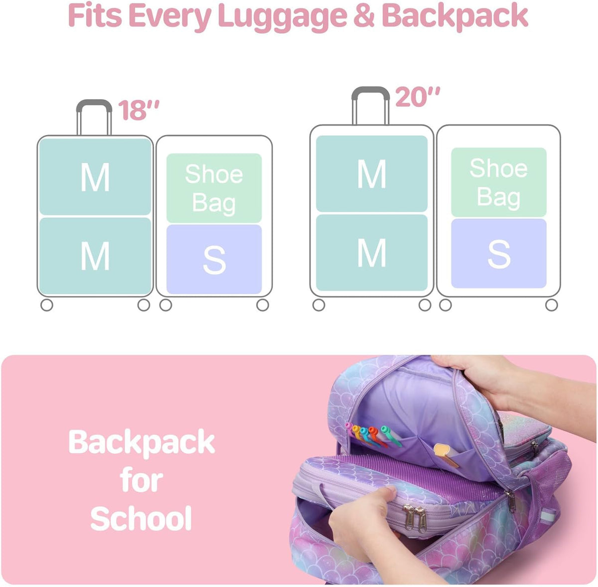 Kids Compression Packing Cubes - 4 PCS Sets, Black Dinasour | Water Resistant 4 Piece Set with Shoe Bag, Toddler Suitcase Organizer Set, Expandable Storage for Luggage