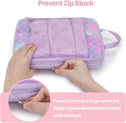 Kids Compression Packing Cubes - 4 PCS Sets, Black Dinasour | Water Resistant 4 Piece Set with Shoe Bag, Toddler Suitcase Organizer Set, Expandable Storage for Luggage