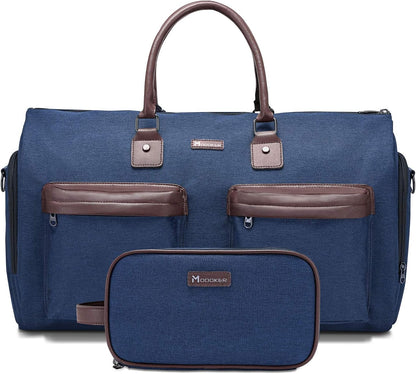 Convertible Garment Bag with Shoulder Strap, Carry on Garment Duffel Bag for Men Women - 2 in 1 Hanging Suitcase Suit Travel Bags, Blue, 45l, Casual, Convertible