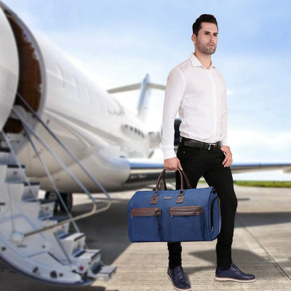 Convertible Garment Bag with Shoulder Strap, Carry on Garment Duffel Bag for Men Women - 2 in 1 Hanging Suitcase Suit Travel Bags, Blue, 45l, Casual, Convertible