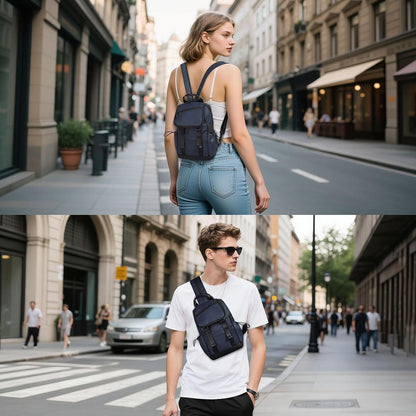 Small Backpack for Women Men, Convertible Crossbody Bags with USB Charge Port, Lightweight Casual Sling Shoulder for Outdoor Travel (Black)