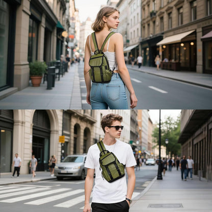 Small Backpack for Women Men, Convertible Crossbody Bags with USB Charge Port, Lightweight Casual Sling Shoulder for Outdoor Travel (Black)
