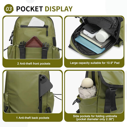 Small Backpack for Women Men, Convertible Crossbody Bags with USB Charge Port, Lightweight Casual Sling Shoulder for Outdoor Travel (Black)