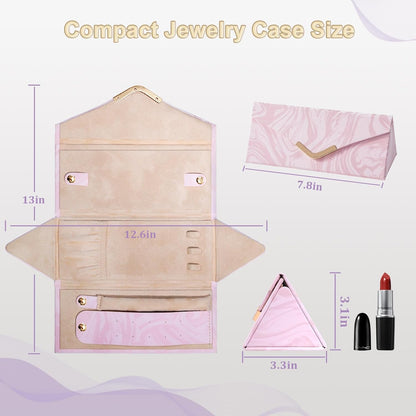 Jewelry Case for Women Girls, Triangle Jewelry Box Organizer, Small Foldable Storage Holder for Necklaces Earrings Rings Bracelets, Portable Travel Essentials Accessories