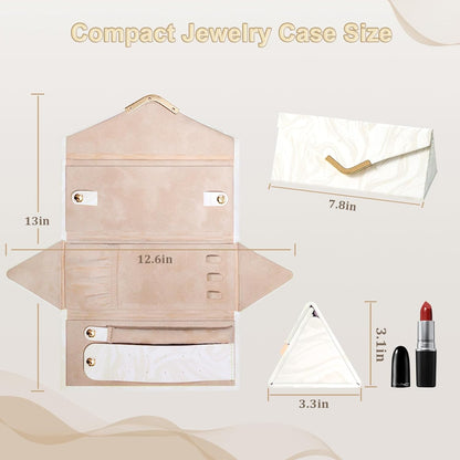 Jewelry Case for Women Girls, Triangle Jewelry Box Organizer, Small Foldable Storage Holder for Necklaces Earrings Rings Bracelets, Portable Travel Essentials Accessories