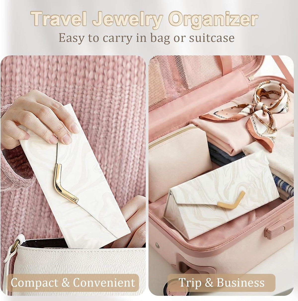 Jewelry Case for Women Girls, Triangle Jewelry Box Organizer, Small Foldable Storage Holder for Necklaces Earrings Rings Bracelets, Portable Travel Essentials Accessories