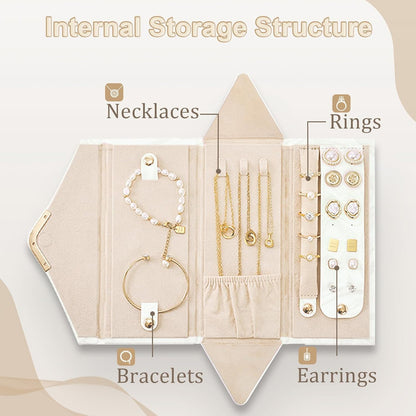Jewelry Case for Women Girls, Triangle Jewelry Box Organizer, Small Foldable Storage Holder for Necklaces Earrings Rings Bracelets, Portable Travel Essentials Accessories