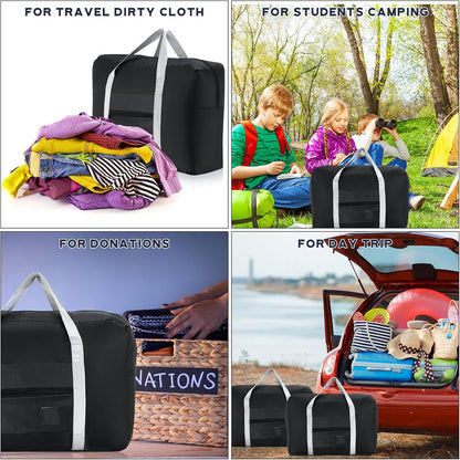 24 Pcs Travel Duffel Bags Bulk Foldable Luggage Bag Women Men Waterproof Carry Tote with Trolley Sleeve for Gym, Overnight, Airlines(Black)