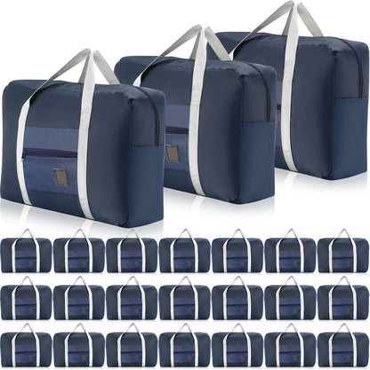 24 Pcs Travel Duffel Bags Bulk Foldable Luggage Bag Women Men Waterproof Carry Tote with Trolley Sleeve for Gym, Overnight, Airlines(Black)