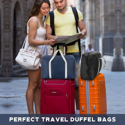 24 Pcs Travel Duffel Bags Bulk Foldable Luggage Bag Women Men Waterproof Carry Tote with Trolley Sleeve for Gym, Overnight, Airlines(Black)