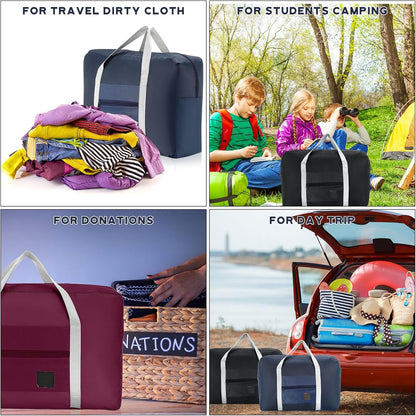 24 Pcs Travel Duffel Bags Bulk Foldable Luggage Bag Women Men Waterproof Carry Tote with Trolley Sleeve for Gym, Overnight, Airlines(Black)