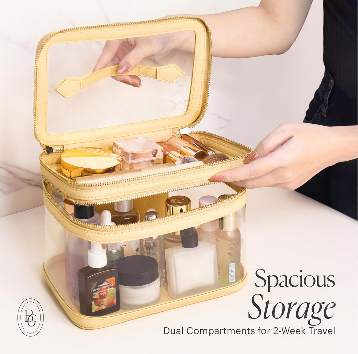 Large Clear Makeup Bags for Women Cosmetic Case Organizer, Clear Make Up Bags for Women Traveling, Clear Travel Makeup Bag Toiletry, Clear Travel Bags for Toiletries Car, Makeup Travel Bag for Women