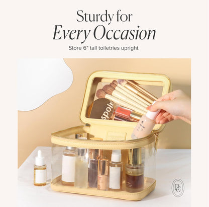 Large Clear Makeup Bags for Women Cosmetic Case Organizer, Clear Make Up Bags for Women Traveling, Clear Travel Makeup Bag Toiletry, Clear Travel Bags for Toiletries Car, Makeup Travel Bag for Women