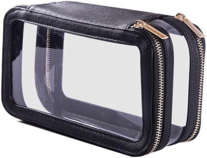 Large Clear Makeup Bags for Women Cosmetic Case Organizer, Clear Make Up Bags for Women Traveling, Clear Travel Makeup Bag Toiletry, Clear Travel Bags for Toiletries Car, Makeup Travel Bag for Women