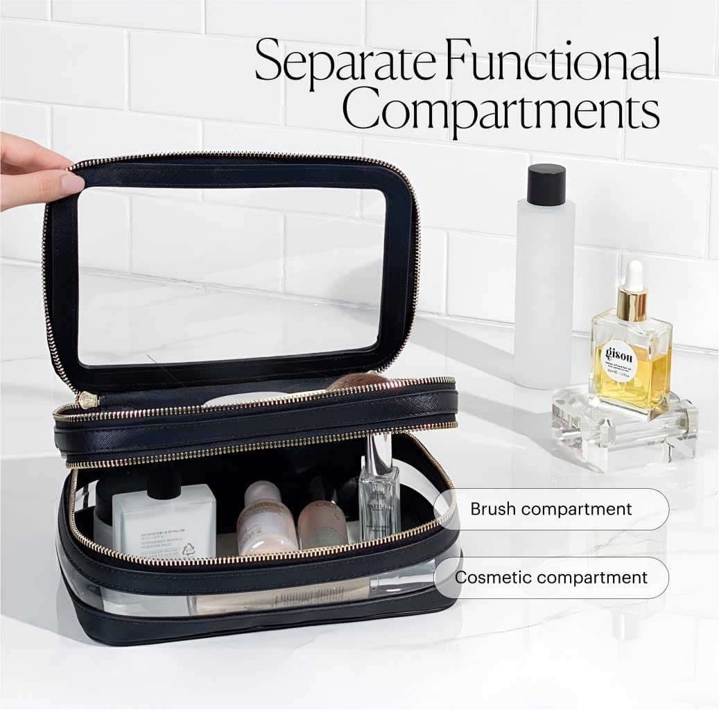 Large Clear Makeup Bags for Women Cosmetic Case Organizer, Clear Make Up Bags for Women Traveling, Clear Travel Makeup Bag Toiletry, Clear Travel Bags for Toiletries Car, Makeup Travel Bag for Women