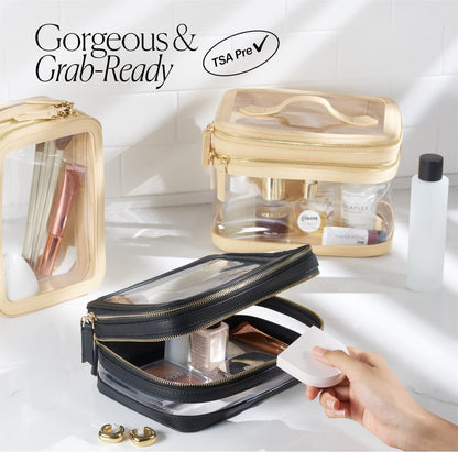 Large Clear Makeup Bags for Women Cosmetic Case Organizer, Clear Make Up Bags for Women Traveling, Clear Travel Makeup Bag Toiletry, Clear Travel Bags for Toiletries Car, Makeup Travel Bag for Women