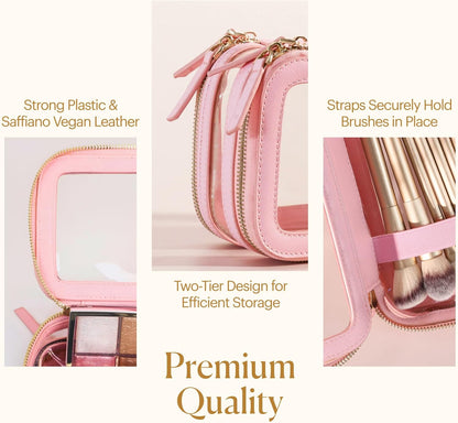 Large Clear Makeup Bags for Women Cosmetic Case Organizer, Clear Make Up Bags for Women Traveling, Clear Travel Makeup Bag Toiletry, Clear Travel Bags for Toiletries Car, Makeup Travel Bag for Women