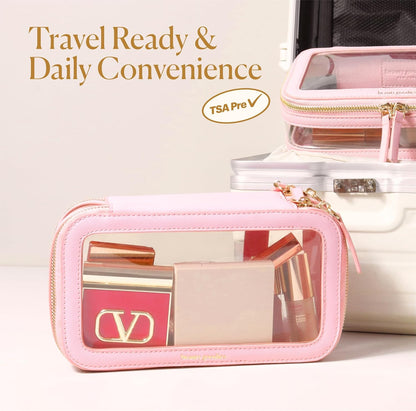 Large Clear Makeup Bags for Women Cosmetic Case Organizer, Clear Make Up Bags for Women Traveling, Clear Travel Makeup Bag Toiletry, Clear Travel Bags for Toiletries Car, Makeup Travel Bag for Women