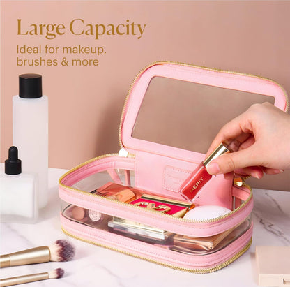 Large Clear Makeup Bags for Women Cosmetic Case Organizer, Clear Make Up Bags for Women Traveling, Clear Travel Makeup Bag Toiletry, Clear Travel Bags for Toiletries Car, Makeup Travel Bag for Women