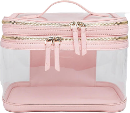 Large Clear Makeup Bags for Women Cosmetic Case Organizer, Clear Make Up Bags for Women Traveling, Clear Travel Makeup Bag Toiletry, Clear Travel Bags for Toiletries Car, Makeup Travel Bag for Women
