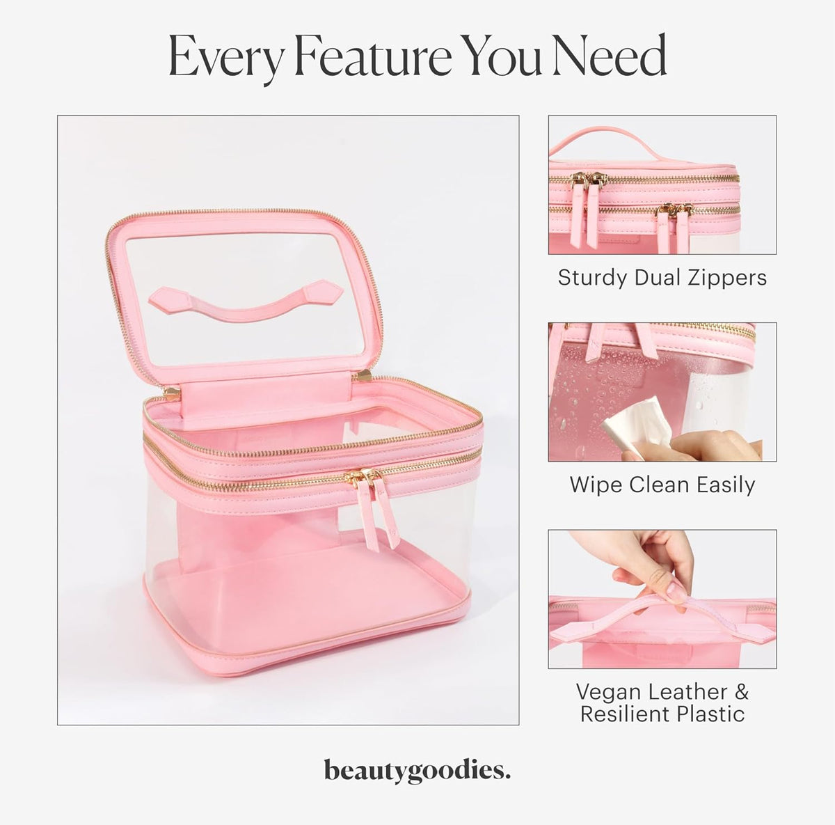 Large Clear Makeup Bags for Women Cosmetic Case Organizer, Clear Make Up Bags for Women Traveling, Clear Travel Makeup Bag Toiletry, Clear Travel Bags for Toiletries Car, Makeup Travel Bag for Women