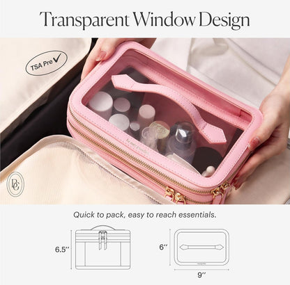 Large Clear Makeup Bags for Women Cosmetic Case Organizer, Clear Make Up Bags for Women Traveling, Clear Travel Makeup Bag Toiletry, Clear Travel Bags for Toiletries Car, Makeup Travel Bag for Women