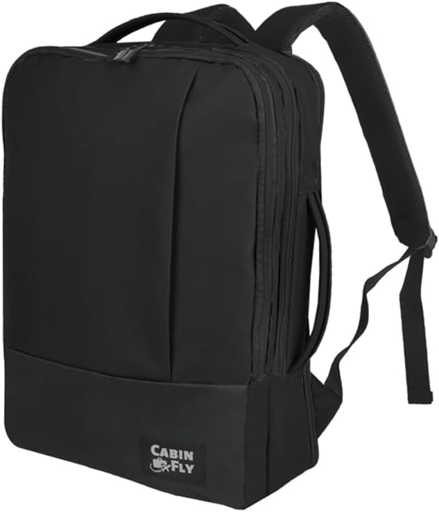 Bellanca Air Canada And WestJet Personal Item Size Backpack Under Seat Carry-on Bag Flair Airlines Hand Luggage (Black, 16x12x4/6In)
