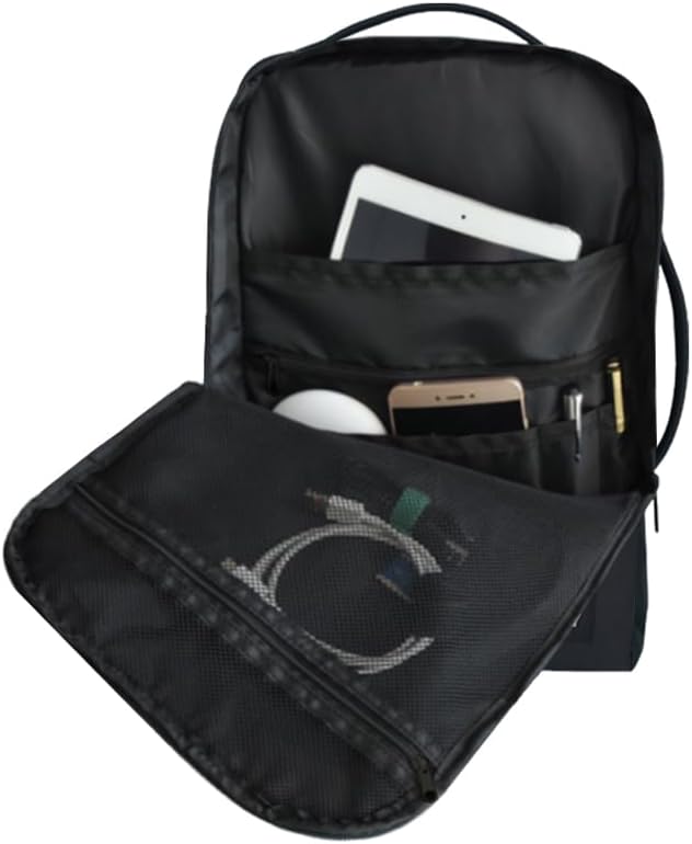 Bellanca Air Canada And WestJet Personal Item Size Backpack Under Seat Carry-on Bag Flair Airlines Hand Luggage (Black, 16x12x4/6In)