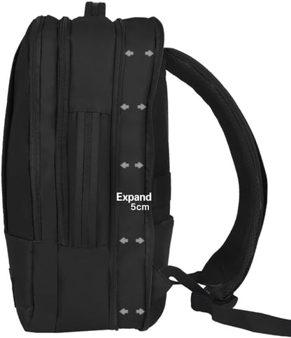Bellanca Air Canada And WestJet Personal Item Size Backpack Under Seat Carry-on Bag Flair Airlines Hand Luggage (Black, 16x12x4/6In)