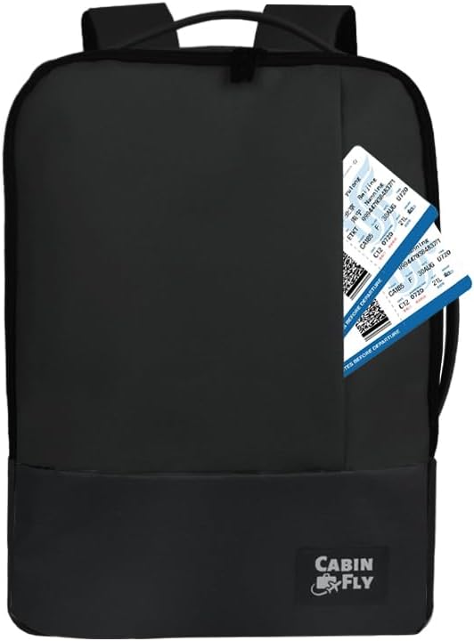 Bellanca Air Canada And WestJet Personal Item Size Backpack Under Seat Carry-on Bag Flair Airlines Hand Luggage (Black, 16x12x4/6In)