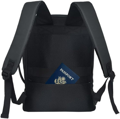Bellanca Air Canada And WestJet Personal Item Size Backpack Under Seat Carry-on Bag Flair Airlines Hand Luggage (Black, 16x12x4/6In)