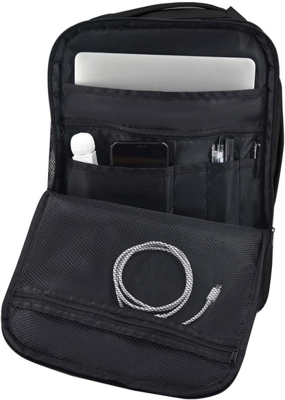 Bellanca Air Canada And WestJet Personal Item Size Backpack Under Seat Carry-on Bag Flair Airlines Hand Luggage (Black, 16x12x4/6In)