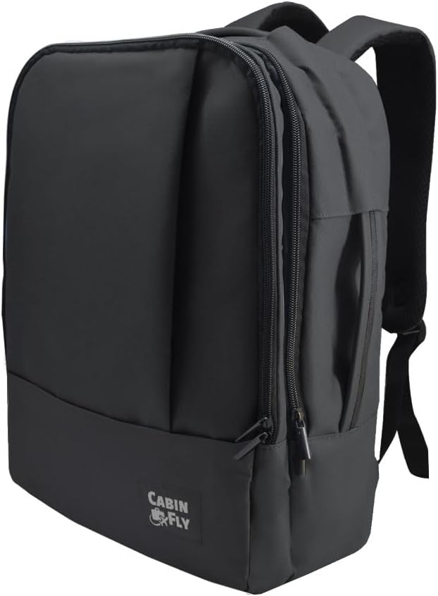Bellanca Air Canada And WestJet Personal Item Size Backpack Under Seat Carry-on Bag Flair Airlines Hand Luggage (Black, 16x12x4/6In)
