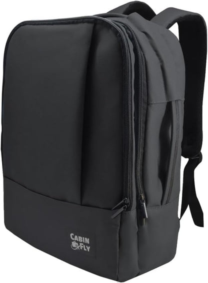 Bellanca Air Canada And WestJet Personal Item Size Backpack Under Seat Carry-on Bag Flair Airlines Hand Luggage (Black, 16x12x4/6In)