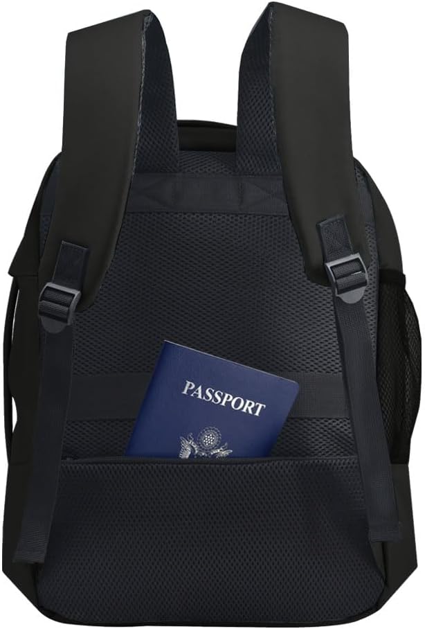 Bellanca Air Canada And WestJet Personal Item Size Backpack Under Seat Carry-on Bag Flair Airlines Hand Luggage (Black, 16x12x4/6In)