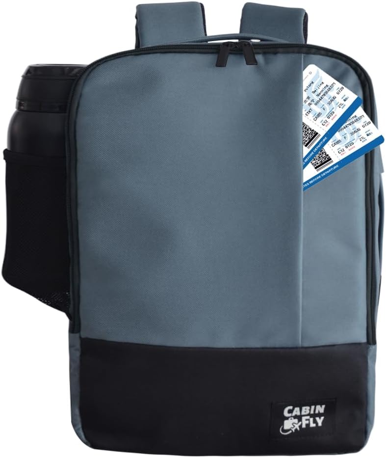 Bellanca Air Canada And WestJet Personal Item Size Backpack Under Seat Carry-on Bag Flair Airlines Hand Luggage (Black, 16x12x4/6In)