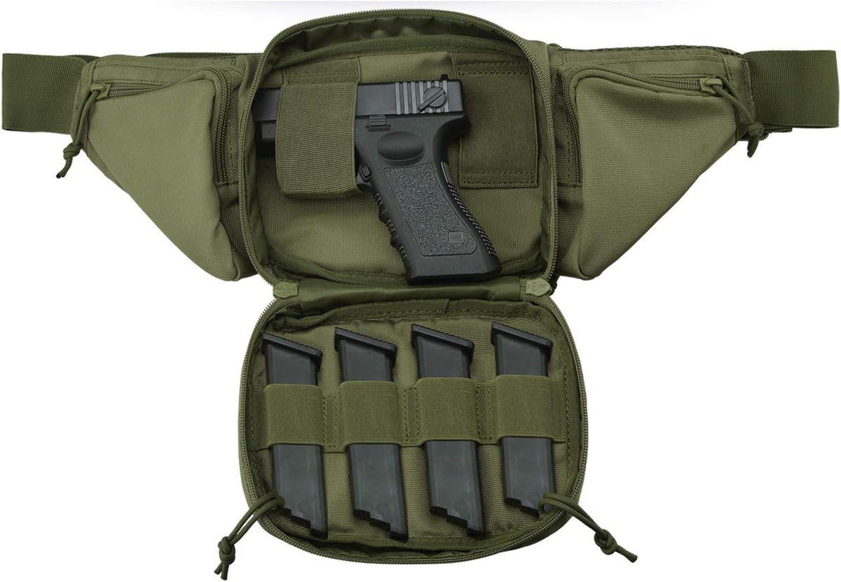 Tactical Pistol Pouch Ultimate Fanny Pack Holster Fits 1911, Glock, H&K, Ruger, S&W M&P Shield, Taurus, Sig Sauer, Springfield, Beretta, Kimber, Walther, and More