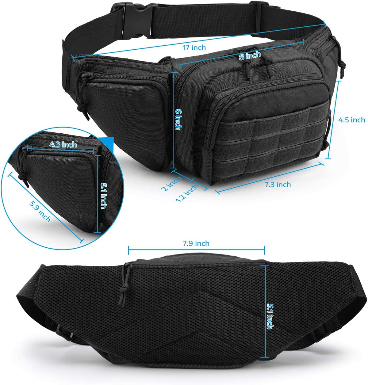 Tactical Pistol Pouch Ultimate Fanny Pack Holster Fits 1911, Glock, H&K, Ruger, S&W M&P Shield, Taurus, Sig Sauer, Springfield, Beretta, Kimber, Walther, and More