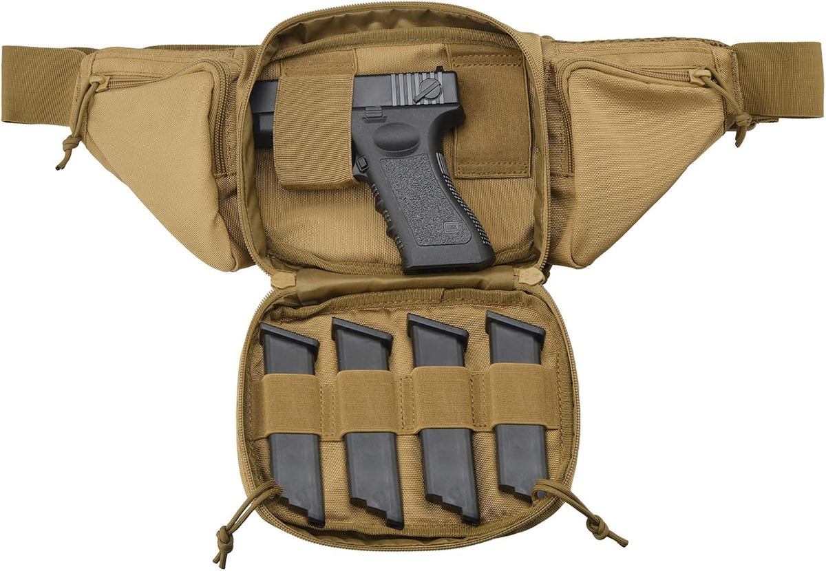 Tactical Pistol Pouch Ultimate Fanny Pack Holster Fits 1911, Glock, H&K, Ruger, S&W M&P Shield, Taurus, Sig Sauer, Springfield, Beretta, Kimber, Walther, and More