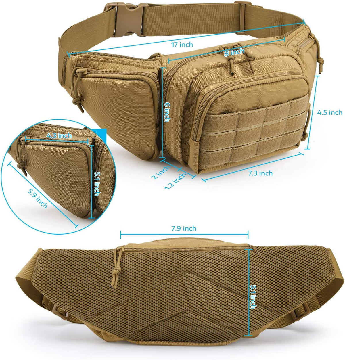 Tactical Pistol Pouch Ultimate Fanny Pack Holster Fits 1911, Glock, H&K, Ruger, S&W M&P Shield, Taurus, Sig Sauer, Springfield, Beretta, Kimber, Walther, and More