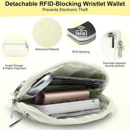 3-in-1 Clip and Go Strap for Phone with Wallet Crossbody, Detachable Zippered RFID Wristlet Wallet，Adjustable Anti-Theft Phone Lanyard for Women | Hands-Free for Daily Errands & Travel (Black)