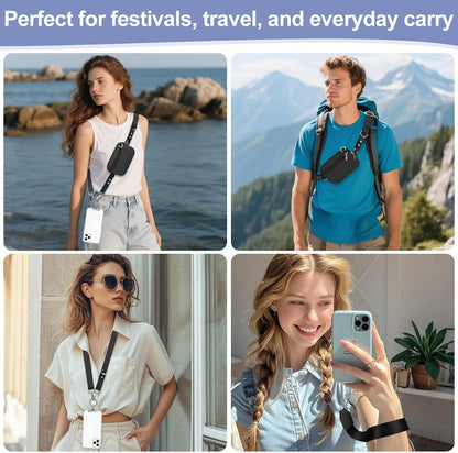 3-in-1 Clip and Go Strap for Phone with Wallet Crossbody, Detachable Zippered RFID Wristlet Wallet，Adjustable Anti-Theft Phone Lanyard for Women | Hands-Free for Daily Errands & Travel (Black)