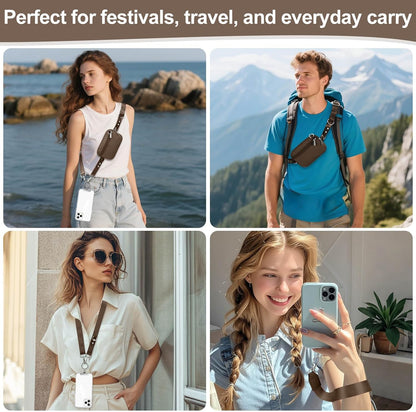 3-in-1 Clip and Go Strap for Phone with Wallet Crossbody, Detachable Zippered RFID Wristlet Wallet，Adjustable Anti-Theft Phone Lanyard for Women | Hands-Free for Daily Errands & Travel (Black)