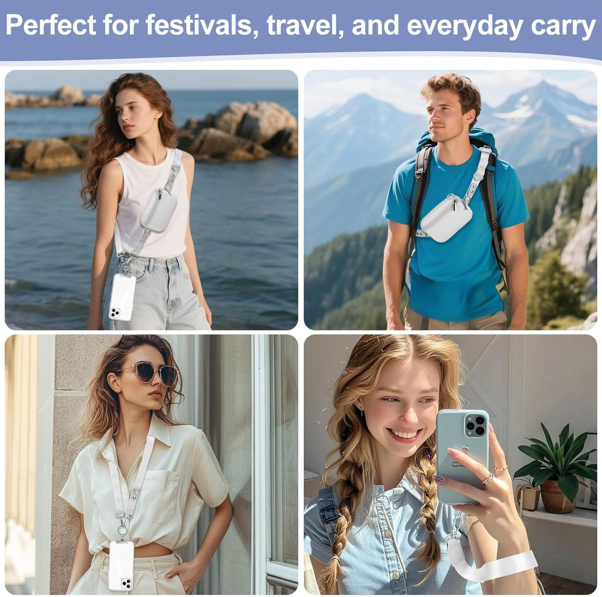 3-in-1 Clip and Go Strap for Phone with Wallet Crossbody, Detachable Zippered RFID Wristlet Wallet，Adjustable Anti-Theft Phone Lanyard for Women | Hands-Free for Daily Errands & Travel (Black)