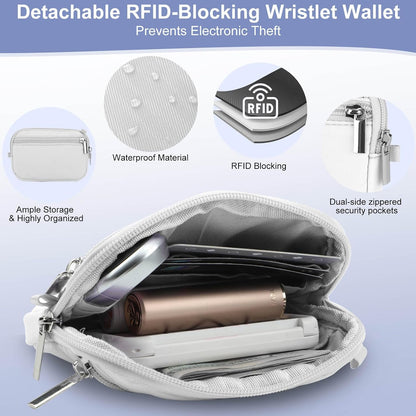 3-in-1 Clip and Go Strap for Phone with Wallet Crossbody, Detachable Zippered RFID Wristlet Wallet，Adjustable Anti-Theft Phone Lanyard for Women | Hands-Free for Daily Errands & Travel (Black)