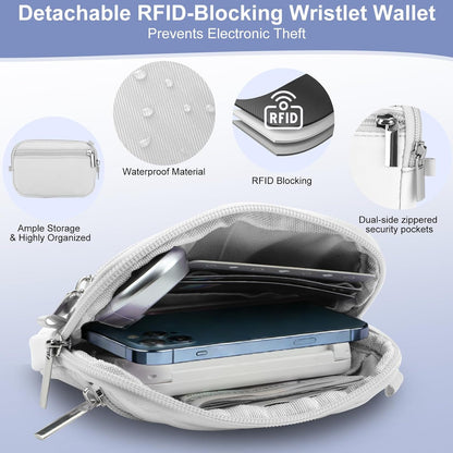 3-in-1 Clip and Go Strap for Phone with Wallet Crossbody, Detachable Zippered RFID Wristlet Wallet，Adjustable Anti-Theft Phone Lanyard for Women | Hands-Free for Daily Errands & Travel (Black)