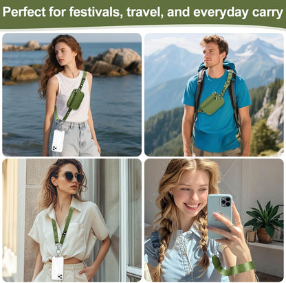 3-in-1 Clip and Go Strap for Phone with Wallet Crossbody, Detachable Zippered RFID Wristlet Wallet，Adjustable Anti-Theft Phone Lanyard for Women | Hands-Free for Daily Errands & Travel (Black)