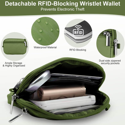 3-in-1 Clip and Go Strap for Phone with Wallet Crossbody, Detachable Zippered RFID Wristlet Wallet，Adjustable Anti-Theft Phone Lanyard for Women | Hands-Free for Daily Errands & Travel (Black)